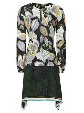 REISS Floran Floral Printed Dress long-sleeve Layered design Women’s US 12 NWT